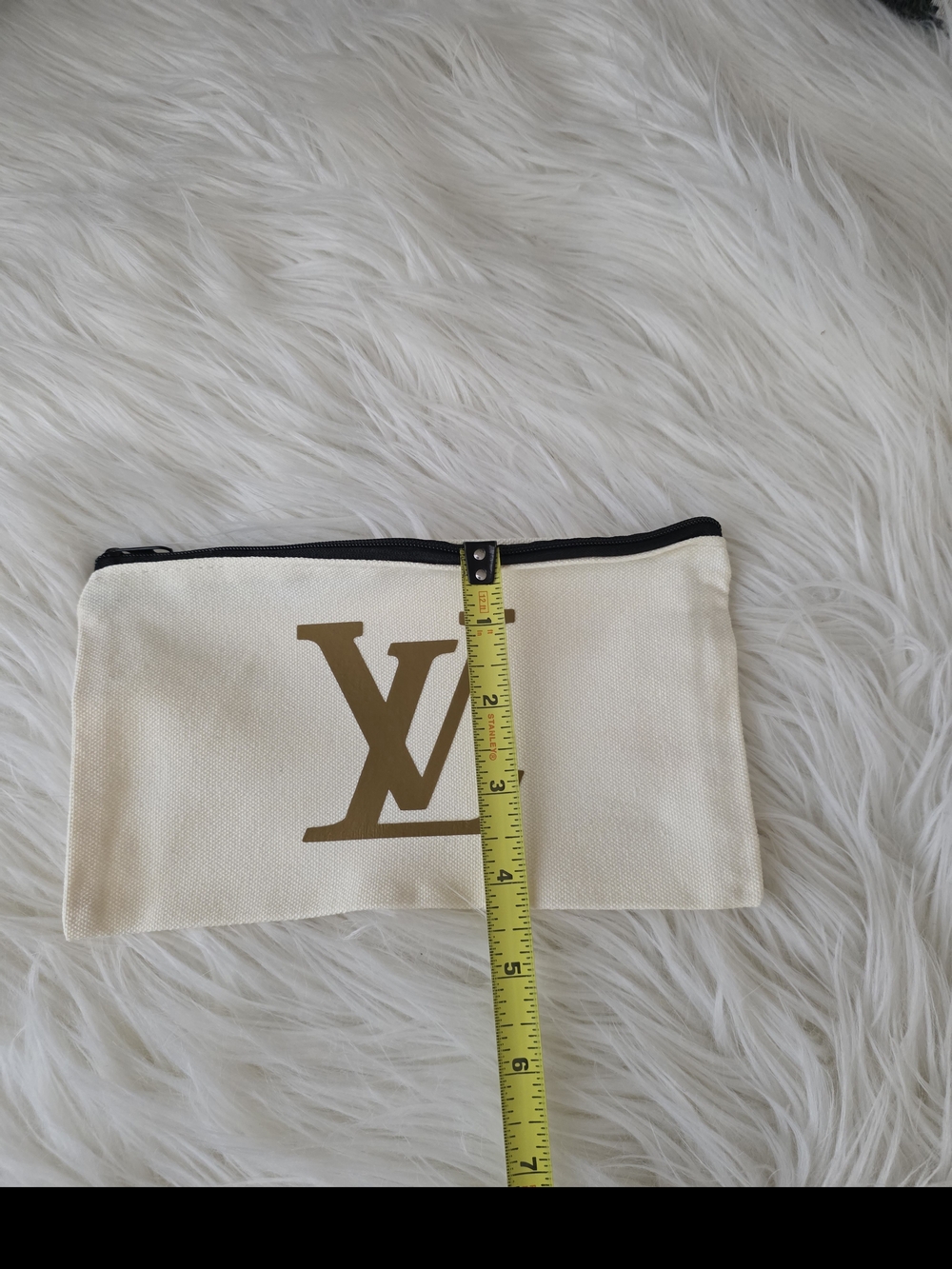 White and Yellow Canvas Tote with Pouch - Picture 5 of 8